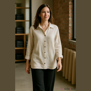 RICHARD MALCOLM LINEN BREATHABLE BOHO WHITE OVERSIZED BUTTON DOWN SHIRT SZ L